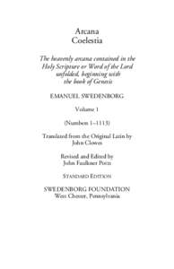 Arcana Coelestia volume 1