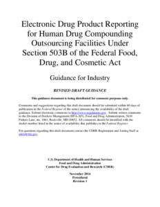 Electronic Drug Product Reporting for Human Drug Compounding Outsourcing Facilities Under Section 503B of the Federal Food, Drug, and Cosmetic Act Guidance for Industry