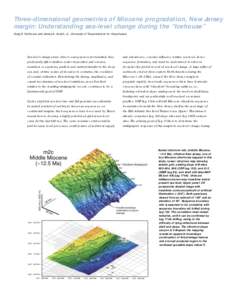 Three-dimensional geometries of Miocene progradation, New Jersey margin: Understanding sea-level change during the “Icehouse” Craig S. Fulthorpe and James A. Austin, Jr., University of Texas Institute for Geophysics 