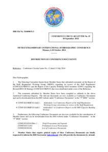 IHB File No. S1/6000/X-5 CONFERENCE CIRCULAR LETTER NoSeptember 2014 FIFTH EXTRAORDINARY INTERNATIONAL HYDROGRAPHIC CONFERENCE Monaco, 6-10 October 2014