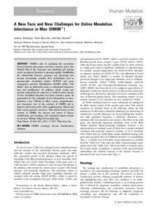 DATABASES  Human Mutation OFFICIAL JOURNAL  A New Face and New Challenges for Online Mendelian