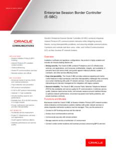 Oracle Communications Enterprise Session Border Controller - Datasheet | Oracle