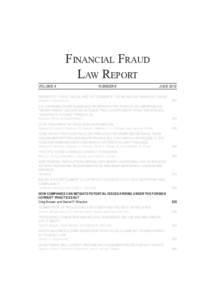 Financial Fraud Law Report VOLUME 4 NUMBER 6