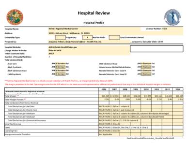 Hospital Review Hospital Profile Hospital Name: Holmes Regional Medical Center