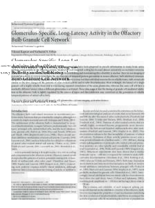 The Journal of Neuroscience, November 8, 2006 • 26(45):11709 –11719 • Behavioral/Systems/Cognitive Glomerulus-Specific, Long-Latency Activity in the Olfactory Bulb Granule Cell Network