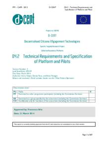 FP7 – CAPSD-CENT D4.2 – Technical Requirements and Specification of Platform and Pilots