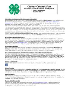 Clover Connection  Dickinson County 4-H Youth Development News & Updates October 2017