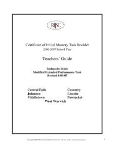 Certificate of Initial Mastery Task Booklet[removed]School Year Teachers’ Guide Bushasche Etude Modified Extended Performance Task