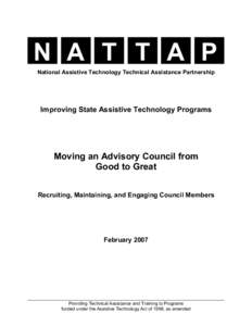 N A T T A P National Assistive Technology Technical Assistance Partnership Improving State Assistive Technology Programs  Moving an Advisory Council from