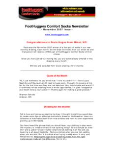 FootHuggers Comfort Socks Newsletter - November 2007