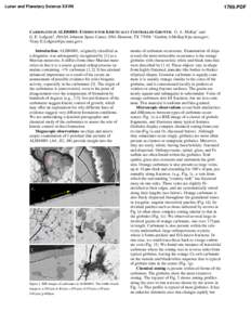 Lunar and Planetary Science XXVIIIPDF CARBONATES IN ALH84001: EVIDENCE FOR KINETICALLY CONTROLLED GROWTH. G. A. McKay1 and G. E. Lofgren2, (NASA Johnson Space Center, SN4, Houston, TX 77058; 