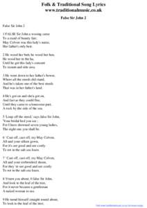 Folk & Traditional Song Lyrics - False Sir John 2