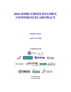 2016 IEDRC/CBEES ISTANBUL CONFERENCES ABSTRACT Istanbul, Turkey April 27-29, 2016