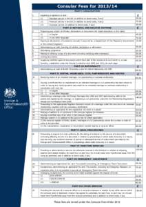Consular Fees forPART I LEGALISATION 1. £