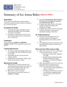 Summary of Ice Arena Rules