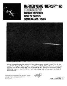 MARINER VENUS / MERCURY 1973 STATUS BULLETIN MARINER 10 PROBES