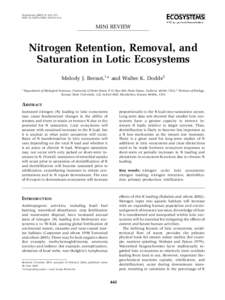 Ecosystems: 442–453 DOI: s10021y MINI REVIEW  Nitrogen Retention, Removal, and