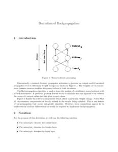 Derivation of Backpropagation  1 Introduction