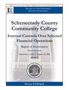 Schenectady County Community College - Internal Controls Over Selected Financial Operations