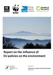 Report on the influence of EU policies on the environment Prepared by: Institute for European Environmental Policy August 2013