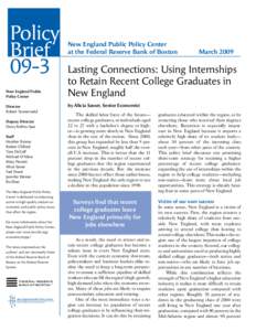 Lasting Connections: Using Internships to Retain Recent College Graduates in New England