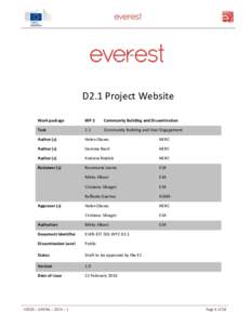D2.1 Project Website Work package WP 2  Community Building and Dissemination