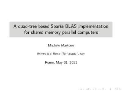 A quad-tree based Sparse BLAS implementation for shared memory parallel computers Michele Martone Universit` a di Roma “Tor Vergata”, Italy