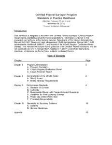 Certified Federal Surveyor Program Standards of Practice Handbook (Modified February 19, 2013 and November 18, 2014) 