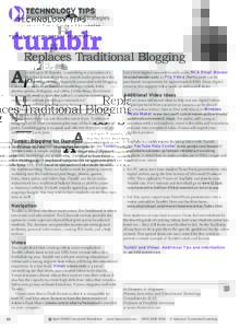 tumblr Replaces Traditional Blogging A ccording to Wikipedia, “a tumblelog is a variation of a blog that favors short-form, mixed-media posts over the
