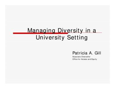 Managing Workplace Diversity: Equal Opportunity