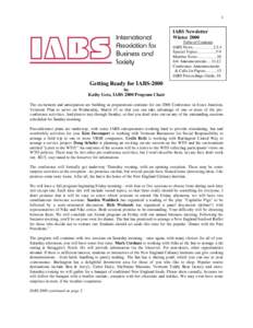 1  IABS Newsletter Winter 2000 Table of Contents IABS News……………2,3,4