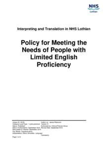 Meeting the Needs of People with Limited English Proficiency