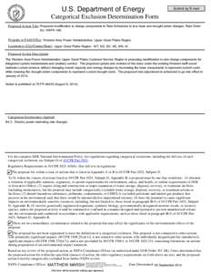 U.S. Department of Energy  Submit by E-mail Categorical Exclusion Determination Form Proposed Action Title: Proposed modification to charge components in Rate Schedules to true base and drought adder charges; Rate Order