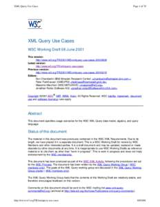 XML Query Use Cases  Page 1 of 78 XML Query Use Cases W3C Working Draft 08 June 2001