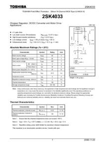 2SK4033 TOSHIBA Field Effect Transistor Silicon N-Channel MOS Type (U-MOS III)  2SK4033