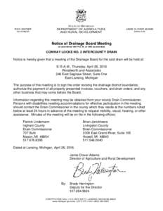 Public Meeting Notice:  Conway Locke No. 2 Intercounty Drain Board Meeting - April 28, 2016
