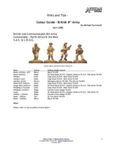 Hints and Tips Colour Guide – British 8th Army By Michael Farnworth April 2008 British and Commonwealth 8th Army Commandos - North Africa & the Med