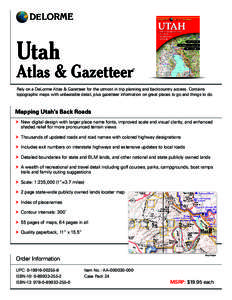 DE LORME  Utah  Atlas & Gazetteer