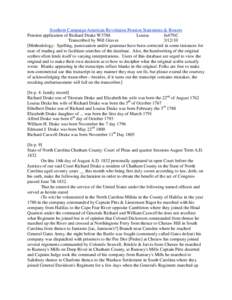 Southern Campaign American Revolution Pension Statements & Rosters Pension application of Richard Drake W3788 Louisa fn47NC Transcribed by Will Graves[removed]