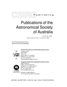P u b l i s h i n g  Publications of the Astronomical Society of Australia Volume 18, 2001