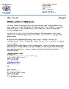 Media Release - Durban SA Airlink - Missing Part - fv