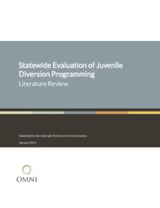 Statewide Evaluation of Juvenile Diversion Programming Literature Review Submitted to the Colorado Division of Criminal Justice January 2013