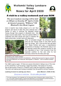 Wollombi Valley Landcare Group News for AprilA visit to a valley restored and our AGM