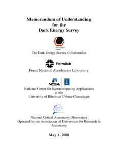 Memorandum of Understanding for the Dark Energy Survey The Dark Energy Survey Collaboration