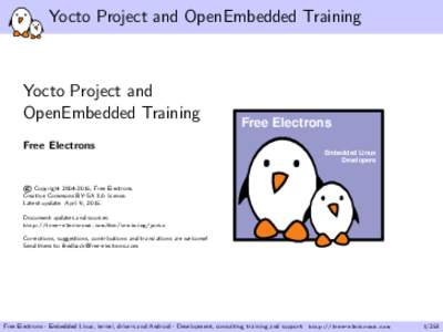 Yocto Project and OpenEmbedded Training  Yocto Project and OpenEmbedded Training Free Electrons