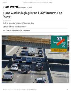 Road work in high gear on I­35W in north Fort Worth | The Star­Telegram Fort Worth SEPTEMBER 21, 2015