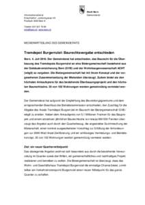 Informationsdienst Erlacherhof, Junkerngasse 49 Postfach 3000 Bern 8 Stadt Bern Gemeinderat