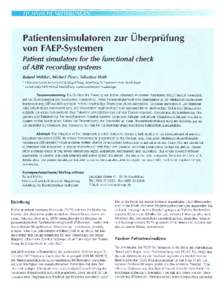TECHNISCHE MITTEILUNGEN  Patientensimulatoren zur Überprüfung von FAEP-Systemen Patientsimulators for the functional check of ABR recording systems