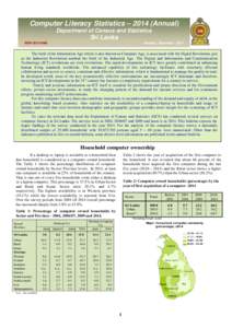 Computer Literacy Statistics – 2014 (Annual) Department of Census and Statistics Sri Lanka ISSN