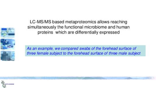 LC-MS/MS based metaproteomics allows reaching simultaneously the functional microbiome and human proteins which are differentially expressed As an example, we compared swabs of the forehead surface of three female subjec